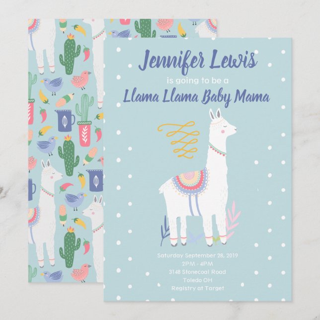 Llama Llama Baby Mama Baby Shower Invitation (Front/Back)