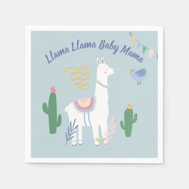 Llama Llama Baby Mama Baby Shower Napkins (Front)