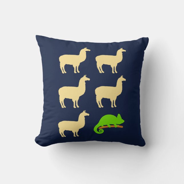 Llama Llama Llama Llama Llama Chameleon Throw Pillow (Front)