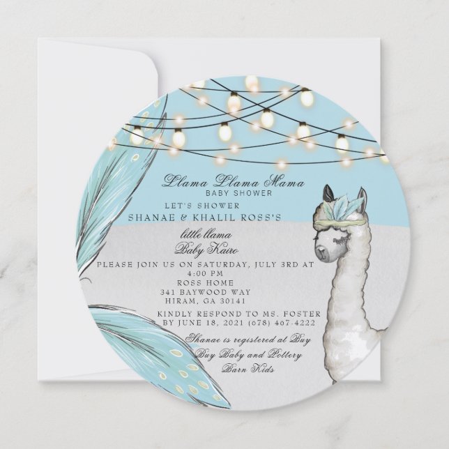 LLAMA LLAMA MAMA II Baby Shower Invitation (Front)