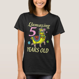 Llama Llamazing 5 Years Old Happy Birthday Boy Gir T-Shirt