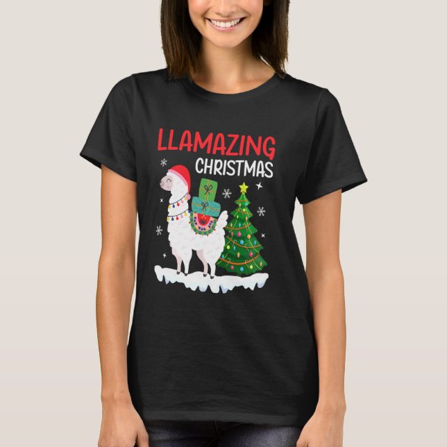 Llama Llamazing Christmas Pajamas For Xmas Party H T-Shirt (Front)