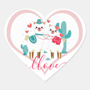 Llama Llove  Heart Sticker