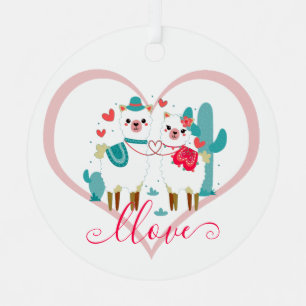 Llama Llove Metal Ornament