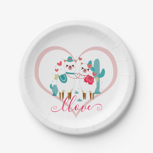 Llama Llove  Paper Plates (Front)