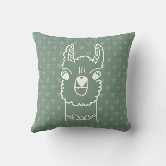 Llama Love Boy Throw Pillow (Back)
