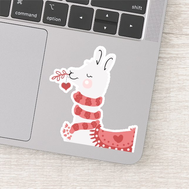 Llama Love Cute Pink Sticker (Detail)