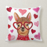 Llama Love Decorative Valentine's Day Throw Pillow<br><div class="desc">This adorable throw pillow features a watercolor painted llama,  wearing heart glasses and surrounded by various hearts.  Makes a great gift for Valentine's Day!</div>