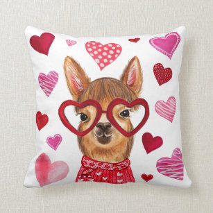 Llama Love Decorative Valentine's Day Throw Pillow