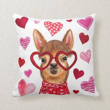 Llama Love Decorative Valentine's Day Throw Pillow by Orabella at Zazzle