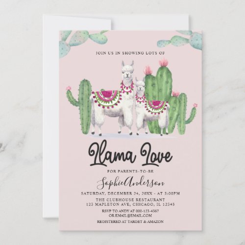  Llama Love Fiesta Cactus Mexican Baby Shower Invitation