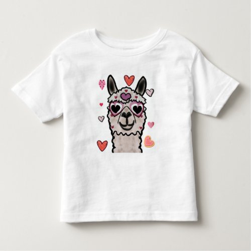 Llama Love Hearts Valentines        T_Shirt