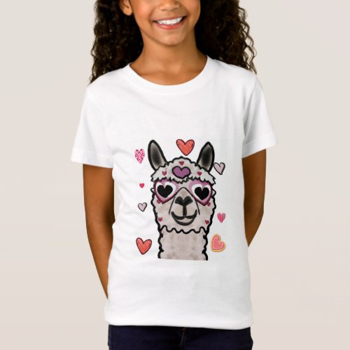 Llama Love Hearts Valentines       T_Shirt