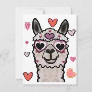 Llama Love Hearts Valentine's Thank You Card