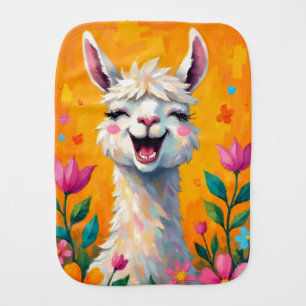 Llama Love in Bloom Baby Burp Cloth