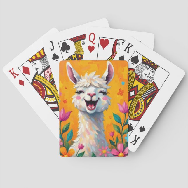 Llama Love in Bloom Poker Cards (Back)
