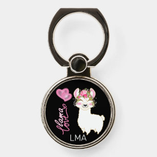 Llama Love - Pink Floral Phone Ring Stand