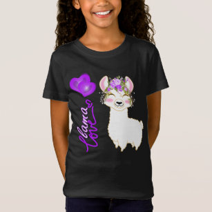 Llama Love - Purple -Hearts T-Shirt