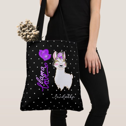 Llama Love _ Purple Tote Bag