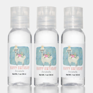 Llama Love Watercolor Cute Birthday Party Hand Sanitizer