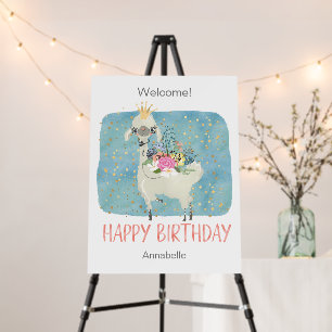 Llama Love Watercolor Cute Fun Birthday Party Foam Board