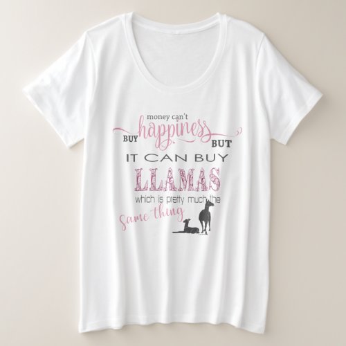 LLAMA LOVER  Money Cant Buy Happiness Plus Size T_Shirt