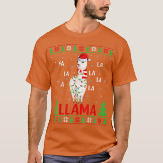 Llama Lover Xmas Lights Ugly Fa La La Llama Christ T-Shirt