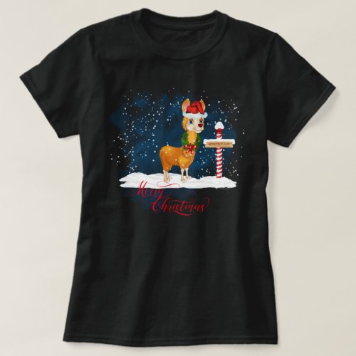 Llama Lovers Christmas North Pole T_Shirt