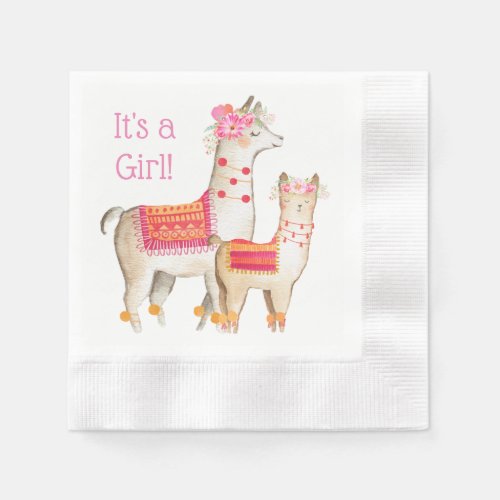 Llama Mama Baby Girl Shower Napkins