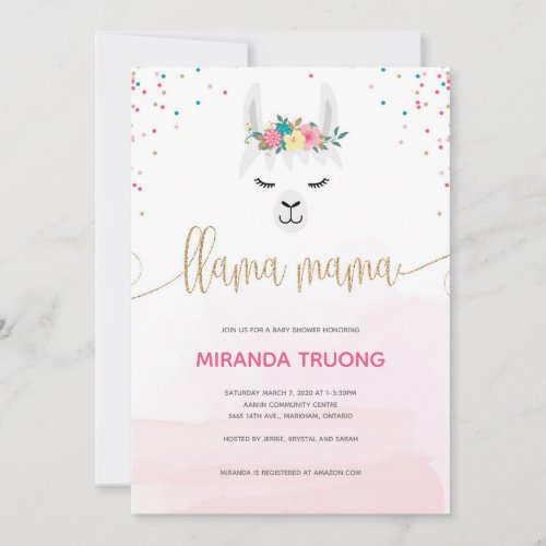 Llama Mama Baby Shower Invitation