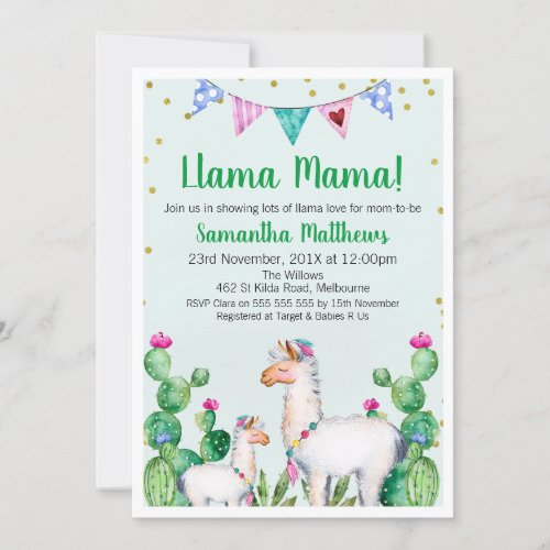 Llama Mama Baby Shower Invitation