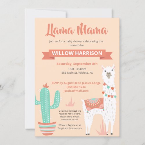 Llama Mama Baby Shower Invitation