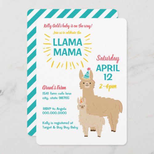 LLama Mama Baby Shower Invitation Farm theme