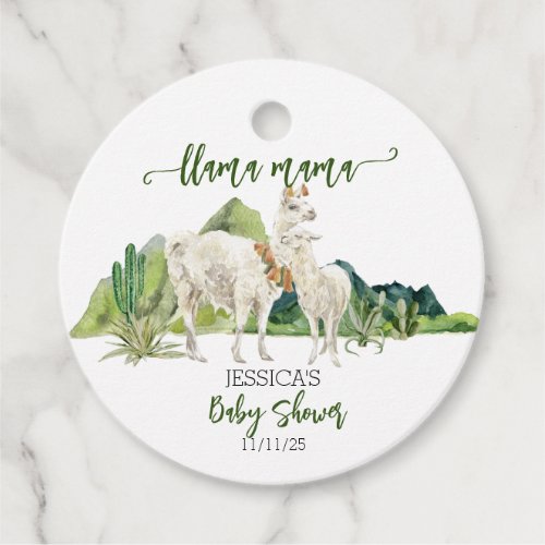 Llama Mama Baby Shower Watercolor    Favor Tags