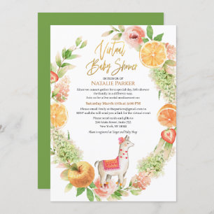 Llama Mama Floral Greenery Virtual Baby Shower Invitation