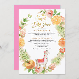 Llama Mama Floral Greenery Virtual Baby Shower Invitation