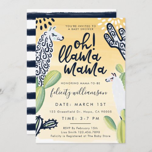 Llama Mama Gender Neutral Baby Shower Invitation