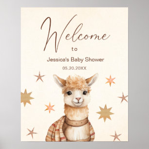 Llama Mama Retro Vintage Baby Shower Welcome Poster