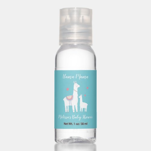 Llama Mama Turquoise Modern Baby Shower Favor Hand Sanitizer