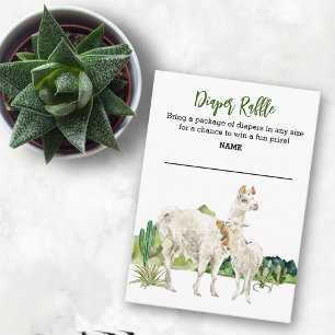 Llama Mama Watercolor Diaper Raffle Baby Shower Enclosure Card