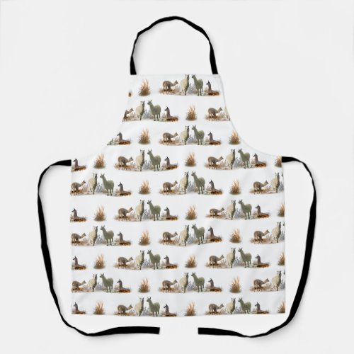 Llama Meadow All Over Print Apron choose colour