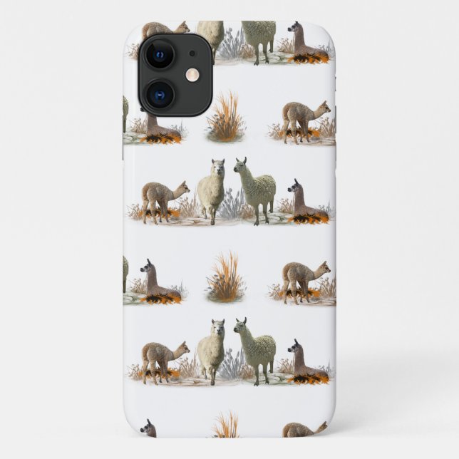 Llama Meadow iPhone 11 Case (choose colour) (Back)
