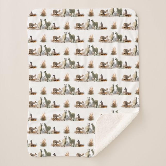 Llama Meadow Sherpa Blanket (choose colour) (Front)