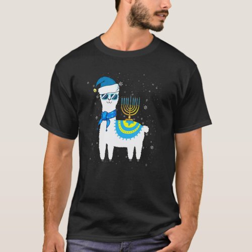 Llama Menorah Hanukkah Chanukah Animal T-Shirt
