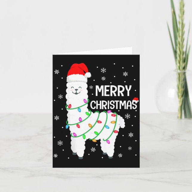 Llama Merry Christmas Kids Funny Llama Christmas L Card (Front)