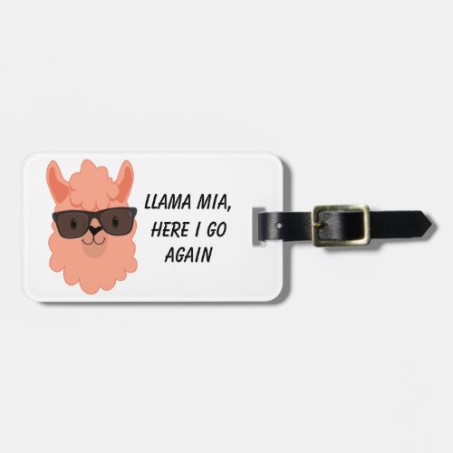 Llama Mia Orange with Sunglasses Luggage Tag