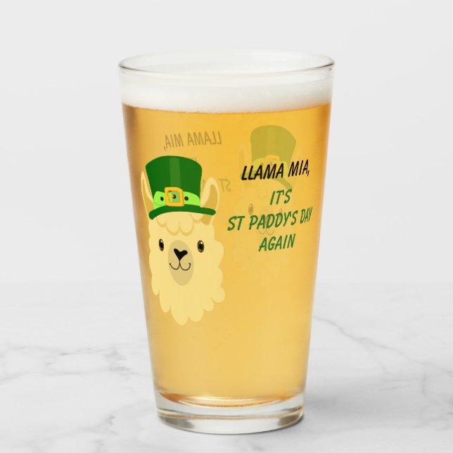 Llama Mia St Paddy's Day Glass (Front Filled)