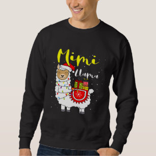 Llama Mimi Lights Santa Hat Xmas Pajama Matching F Sweatshirt