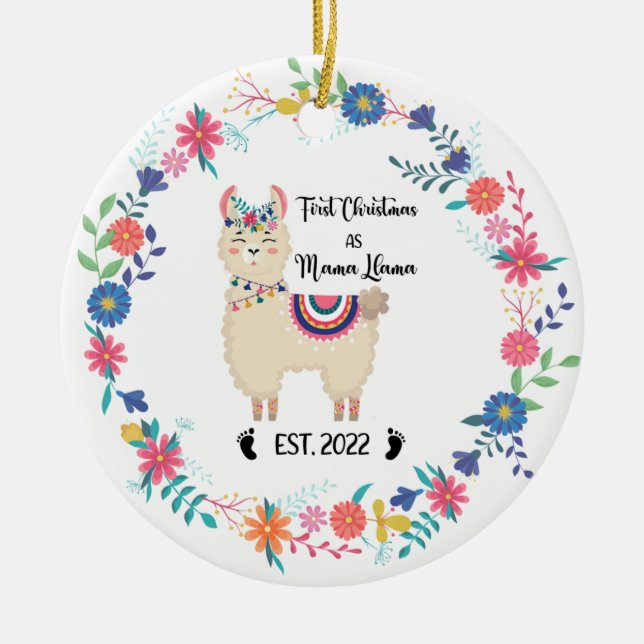 Llama Mom Christmas Ornament (Front)