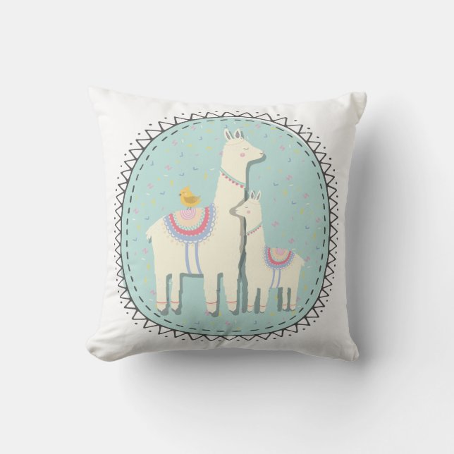 llama momma and baby pillow (Front)
